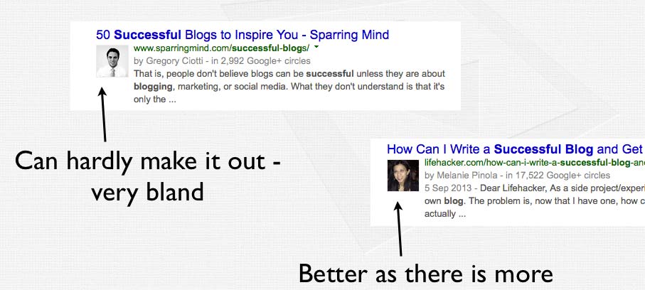 Good and bad examples of Google Authorship